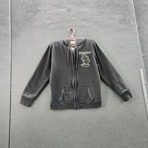 Disney Parks Women Hoodie L Gray Mickey Mouse Disneyland Embroidered Parka Lined